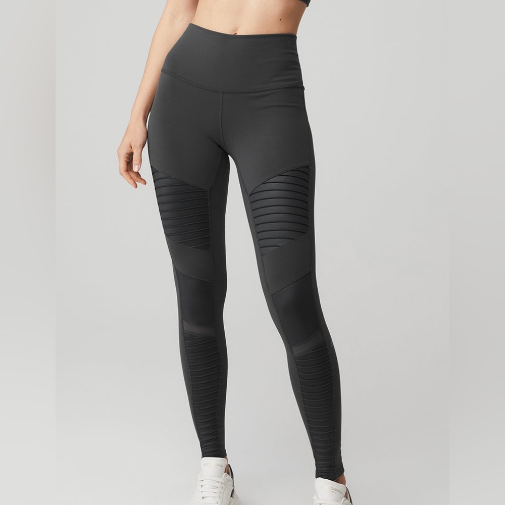 Alo | High Waist Moto Legging in Anthracite/Anthracite Glossy